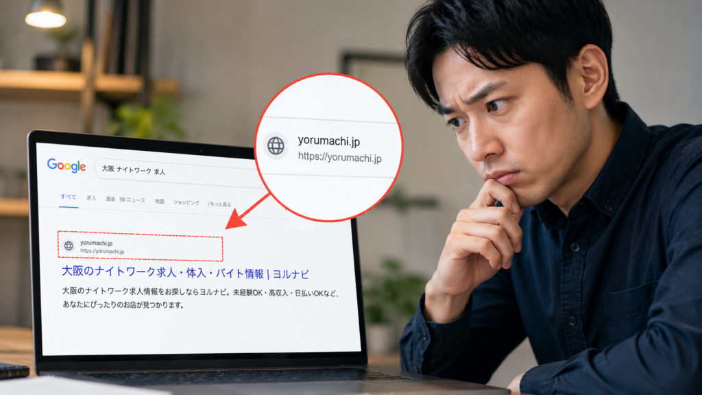 Googleは「夜まちナビ」ではなく“yorumachi.jp”を表示していた